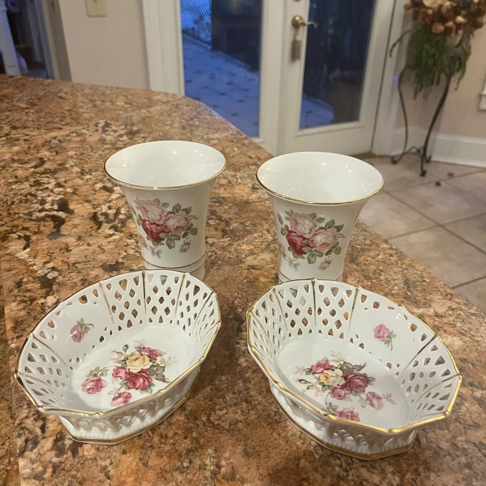 Vintage German Porcelain Cups and Bowls Set